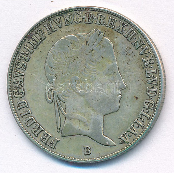 1848B 20kr Ag 'V. Ferdinánd' T:2-,3 patina, juszt. Hungary 1848B 20 Kreuzer Ag 'Ferdinand V' C:VF,F patina, adjustment Huszár: 2081., Unger III.: 1419.
