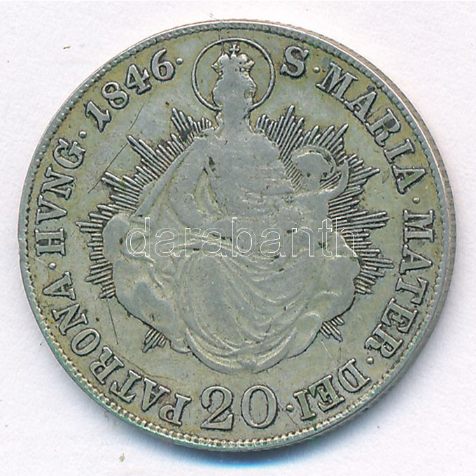 1848B 20kr Ag 'V. Ferdinánd' T:2-,3 patina, juszt. Hungary 1848B 20 Kreuzer Ag 'Ferdinand V' C:VF,F patina, adjustment Huszár: 2081., Unger III.: 1419. - Image 2
