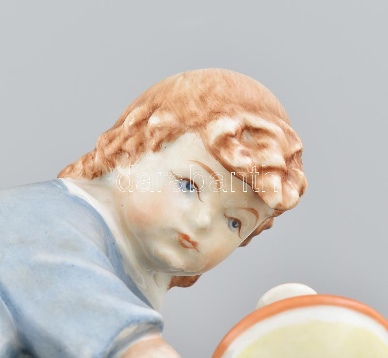 Zsolnay búgócsigás lány Terv: Sinkó., Kézzel festett, jelzett, hibátlan 15x12 cm - Image 2