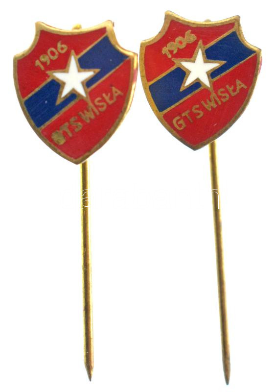 Lengyelország 1975. 'GTS Wisła' a Wisla Krakkó labdarúgócsapatának zománcozott fém jelvénye (2db) T:1- Poland 1975. 'GTS Wisła' enamelled metal badge of the Wisła Kraków (2pcs) C:AU
