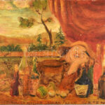Jelzés nélkül, XX. sz. eleje: Gondűző borocska.... Olaj, vászon, kartonon. Kissé sérült.18,5x25 cm