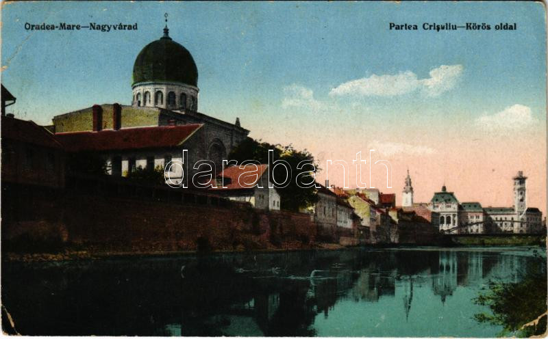 1928 Nagyvárad, Oradea; Partea Crisuliu / Körös oldal, zsinagóga. Sonnenfeld kiadása / Cris riverside, synagogue (EB)