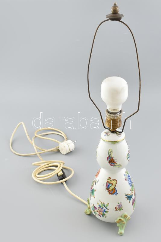 Herendi 1947 Viktória mintás lámpa, ernyő nélkül, nincs kipróbálva, jelzett, kopásokkal, restaurált, m: 56 cm