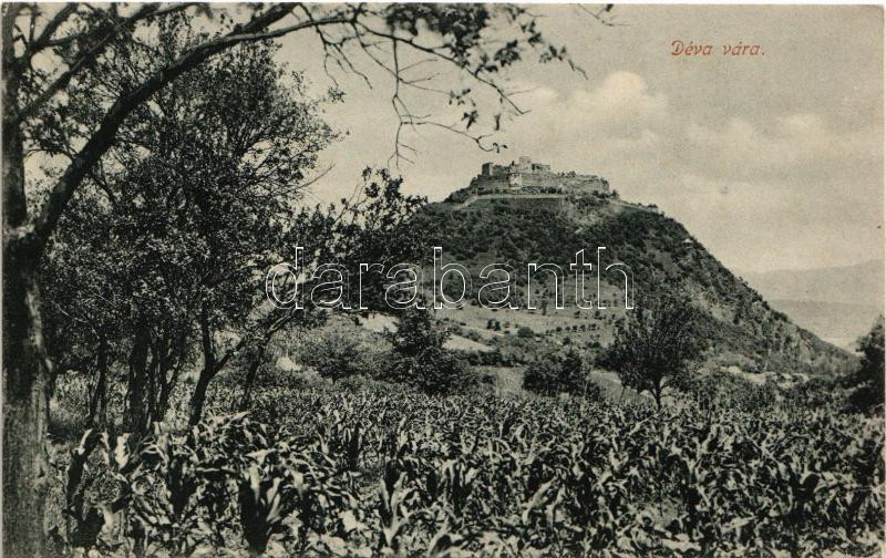 1912 Déva, vár. Kroll Gyula kiadása / castle + 'VÖRÖSTORONY - BUDAPEST 255. SZ.' vasúti mozgóposta bélyegző (EM)