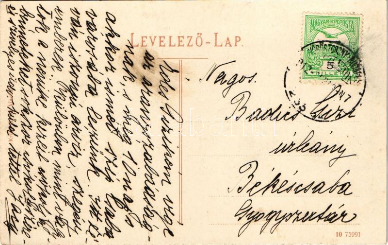 1912 Déva, vár. Kroll Gyula kiadása / castle + 'VÖRÖSTORONY - BUDAPEST 255. SZ.' vasúti mozgóposta bélyegző (EM) - Image 2