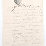 1752 Francia nyelvű okmány 10 Sol signettával 20 beírt oldal / Antique French manuscript with signetta