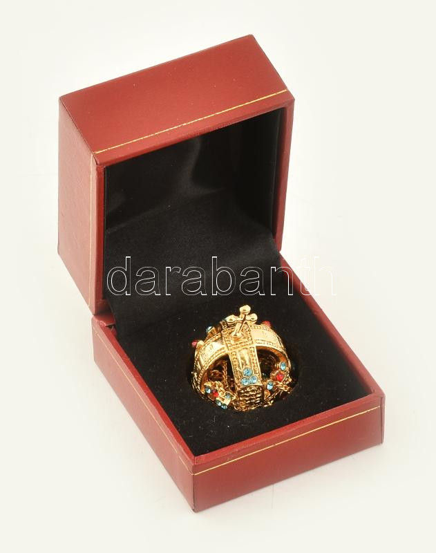 Aranyozott Szent Korona miniatűr eredeti dobozában, 20 mm