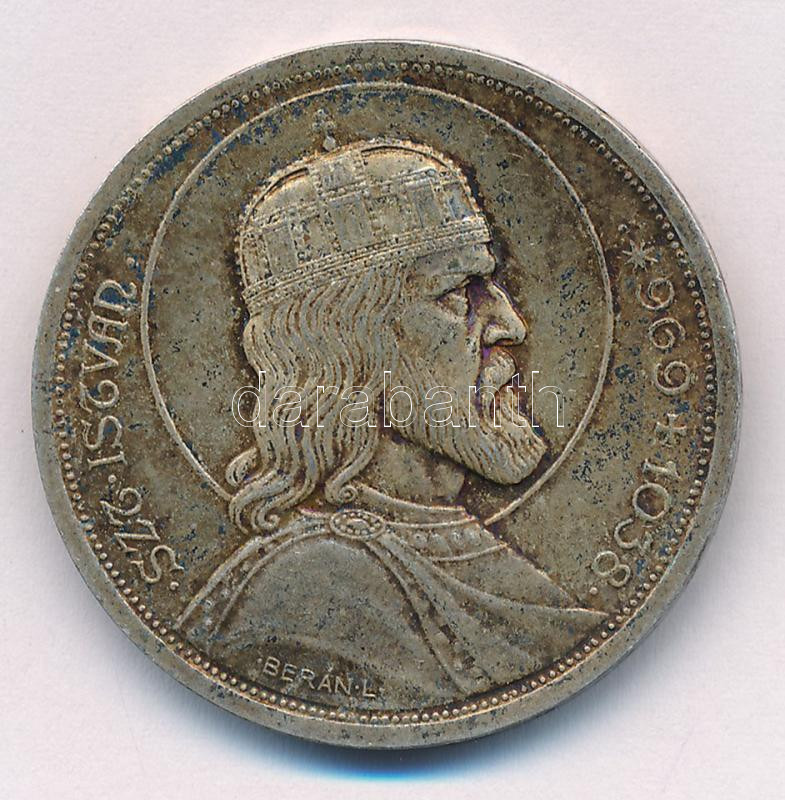 1938. 5P Ag 'Szent István' T:1- patina Adamo P8.1