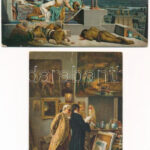4 db RÉGI Stengel litho művész képeslap vegyes minőségben / 4 pre-1945 Stengel litho art postcards in mixed quality - Image 2