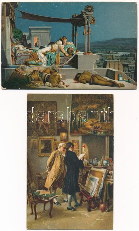 4 db RÉGI Stengel litho művész képeslap vegyes minőségben / 4 pre-1945 Stengel litho art postcards in mixed quality - Image 2