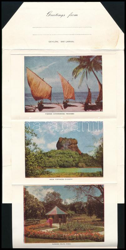 cca 1950-1970 Ceylon (Srí Lanka), színes leporelló 9 db képpel, papírborítékban - Image 2