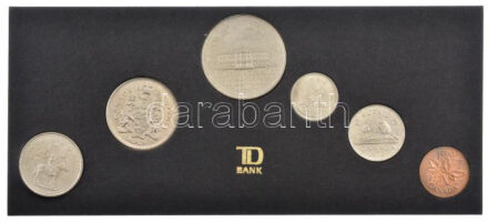Kanada 1973. 1c-1$ (6xklf) forgalmi összeállítás eredeti tokban T:1 patina Canada 1973. 1 Cent - 1 Dollar (6xdiff) coin set in its original case C:UNC patina