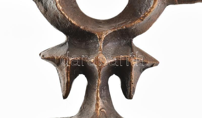 Pap Zoltán: Bronz gyertyatartó, jelzett, m: 14 cm - Image 2