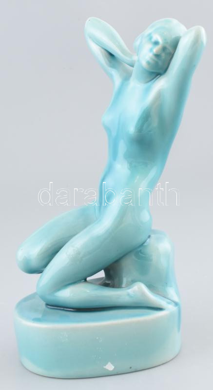 Zsolnay akt, alapmázas porcelán, máz alatti repedésekkel, jelzés nélkül, m:25 cm - Image 2