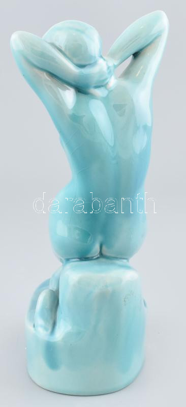 Zsolnay akt, alapmázas porcelán, máz alatti repedésekkel, jelzés nélkül, m:25 cm - Image 3