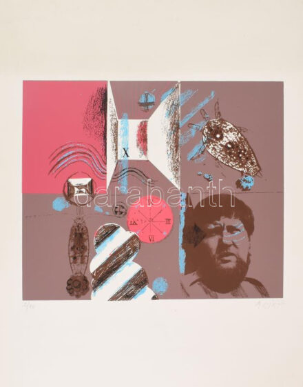 Lux Antal (1935-): Önarckép, 1974. Szitanyomat, papír. Jelzett, számozott (2/10). 33x40 cm.