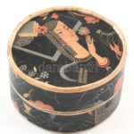 cca 1928 Magyar gyártású 'Poudre de Riz', púderes kartondoboz, art deco mintával, jó állapotban, d: 7,5 cm, m: 4 cm