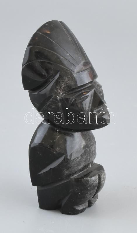 Jelzés nélkül: Mexikói törzsi figura. Kézzel faragott obszidián. Hibátlan, m: 12 cm - Image 2