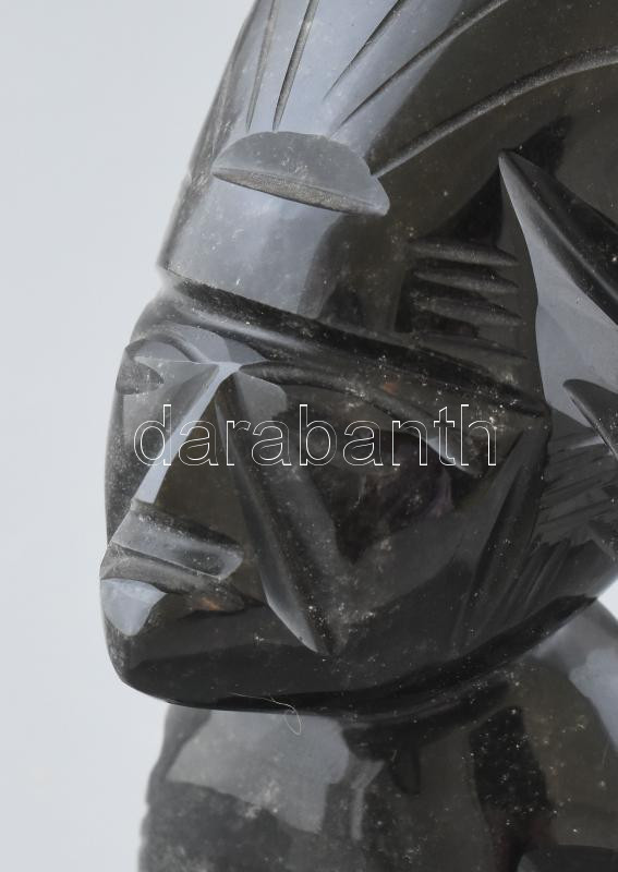 Jelzés nélkül: Mexikói törzsi figura. Kézzel faragott obszidián. Hibátlan, m: 12 cm - Image 4