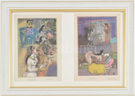 Würtz Ádám (1927-1994): Káma-szútra, ofszet, utólagos jelzéssel, üvegezett keretben, 18×26 cm