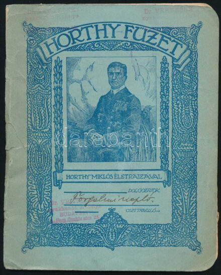 'Horthy füzet'-ből készült forgalmi adó könyv néhány száz forgalmi adó bélyeggel 1923 május-július
