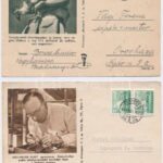 4 db MODERN magyar szocreál propaganda képeslap (Művészeti Alkotások) / 4 modern Hungarian Socialist propaganda postcards