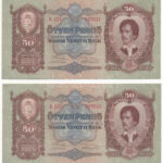 1932. 50P (4x) egy kihagyással sorszámkövetők 'D 221 027021 - D 221 027025' T:I,I- Adamo P14