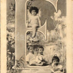 1902 Art Nouveau initials with children. ASW Alphabetserie