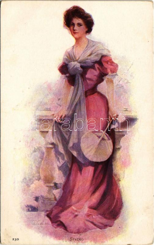1913 'Spring' Lady art postcard. B.K.W.I. No. 500. s: Philip Boileau (EK)