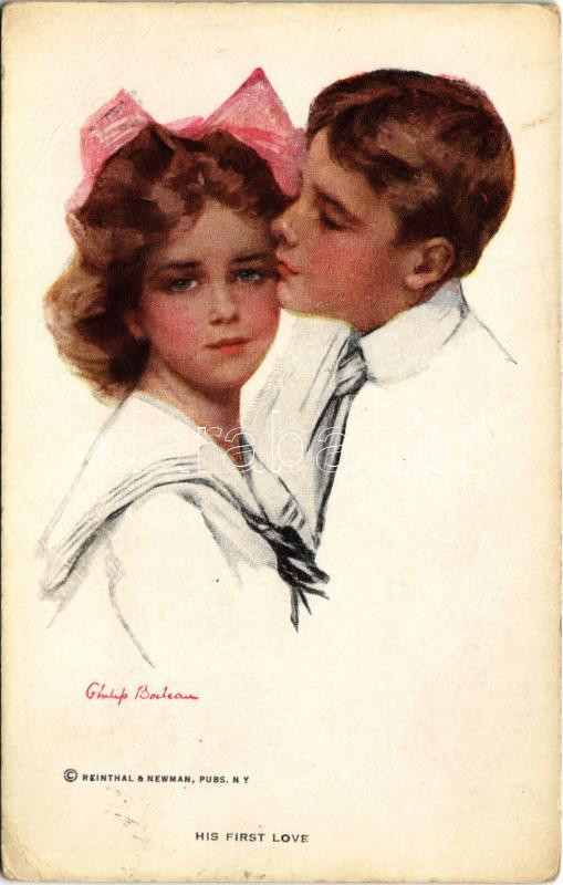 1916 'His First Love' Lady art postcard. Reinthal & Newman No. 213. s: Philip Boileau (EB)