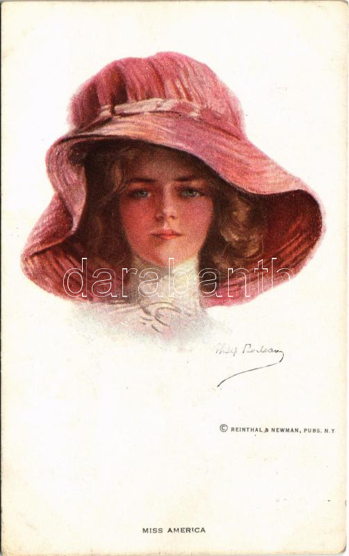 1915 'Miss America' Lady art postcard. Reinthal & Newman No. 208. s: Philip Boileau