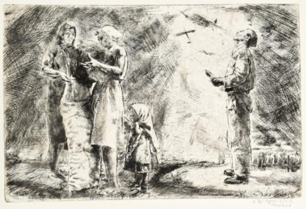 Aszódi Weil Erzsébet (1901-1976): Repülők (cím nélkül). Rézkarc, papír, jelzett. 26×38 cm