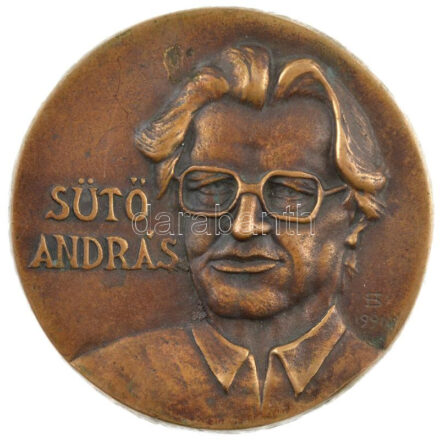Horváth Sándor (1956- ) 1991. 'Sütő András / Pusztakamarás' kétoldalas öntött bronz emlékérem (87mm) T:1- kis patina