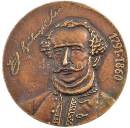 Horváth Sándor (1956-) 1986. 'Gróf Széchenyi István 1791-1860 / Nagycenk Széchenyi-kastély' kétoldalas, öntött bronz emlékérem (90mm) T:1- kis patina