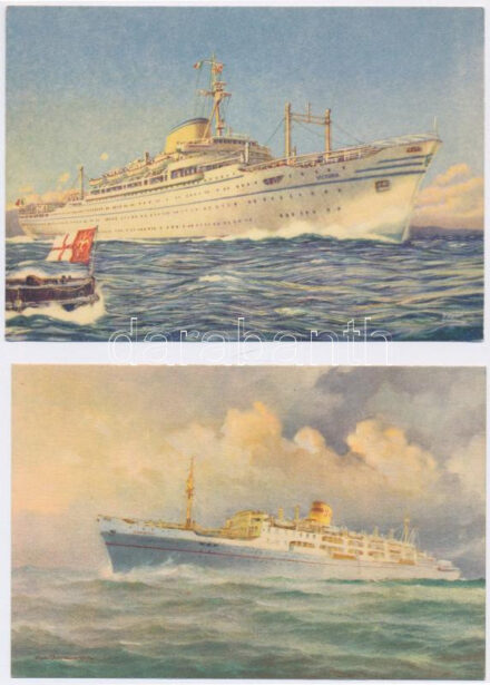 HAJÓK - 10 db régi motívum képeslap / SHIPS - 10 pre-1945 motive postcards (Holland-America Line, Hamburg-Amerika Linie, Gdynia America Line, Lloyd Triestino)