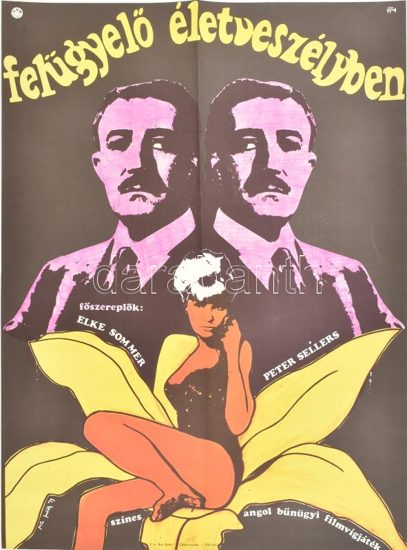 1964 Felügyelő életveszélyben, angol bűnügyi vígjáték, MOKÉP plakát, hajtott, 56×41 cm