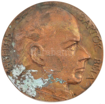 Kiss Sándor (1925-1999) DN 'Bartók Béla 1881-1945' kétoldalas bronz emlékplakett (100mm) T:1-,2 erős patina