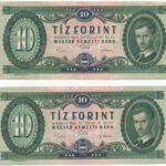 1969. 10 Ft (2x) sorszámkövető 'A 935 070592 - A 935 070593' T:III szép papír Adamo F7