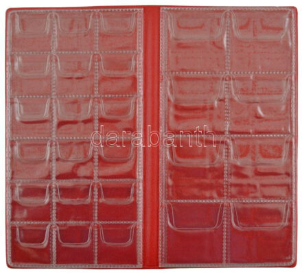 Kisalakú fekete műbőr érmetartó album tétel 52db férőhellyel, klf méretű érmék számára, új állapotban