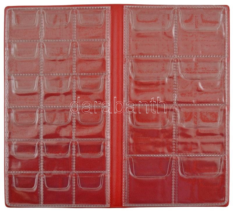 Kisalakú fekete műbőr érmetartó album tétel 52db férőhellyel, klf méretű érmék számára, új állapotban