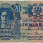 1913. 20K II. kiadás, piros 'MAGYARORSZÁG' felülbélyegzéssel, '1088 623011' T:III Adamo K18M - Image 2