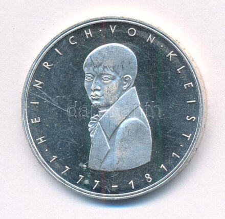 Német Szövetségi Köztársaság 1977G 5M Ag 'Heinrich von Kleist' T:1- (PP) German Federal Republic 1977G 5 Mark Ag 'Heinrich von Kleist' C:AU (PP) Krause KM# 146