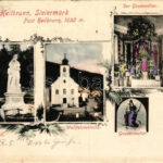 1908 Heilbrunn (Anger, Steiermark); Heilbrunnen, Wallfahrtskirche, Der Gnadenaltar, Gnadenmutter / pilgrimage site, pilgrimage church, altar. Art Nouveau, floral (EK)