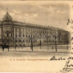 1899 (Vorläufer) Brno, Brünn; K.K. Deutsche Staatsgewerbeschule / trade school, street view in winter