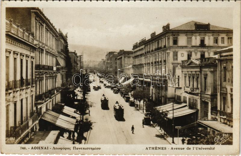 Athens, Athína, Athenes; Avenue de l'Université / street view, tram, automobiles (EK)