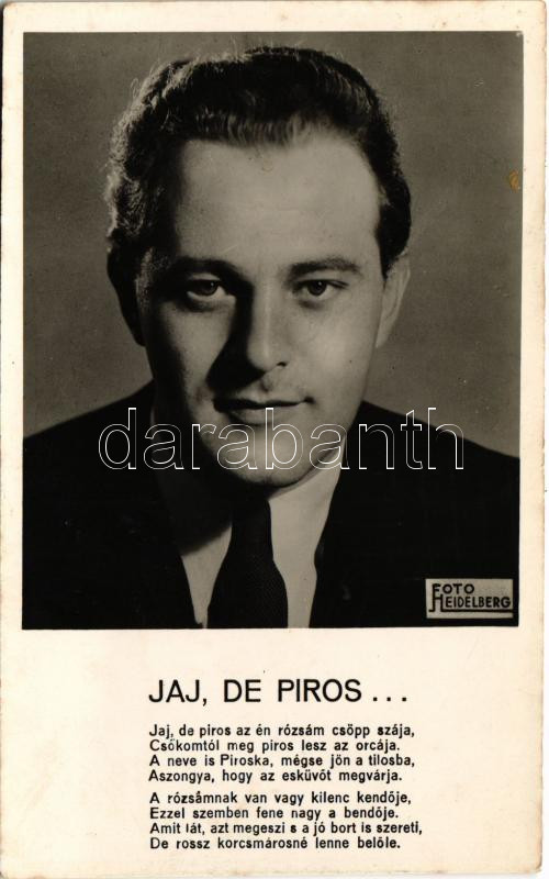 Pataky Jenő 'Jaj, de piros' De Fries Károly verse és zenéje, Heidelberg Klára felvétele