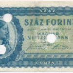1946. 100Ft 'B 109 099677', lyukasztással érvénytelenítve T:III,III- szakadás, restaurált Adamo F26