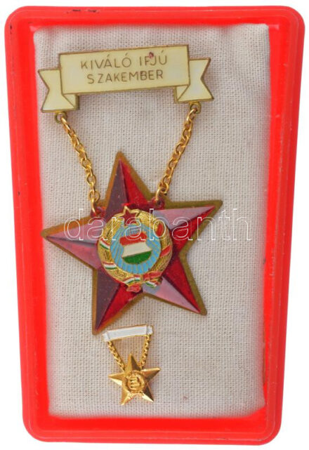 ~1980. 'Kiváló Ifjú Szakember' zománcozott fém jelvény tokban T:1-,2