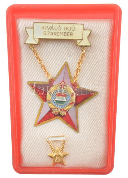 ~1980. 'Kiváló Ifjú Szakember' zománcozott fém jelvény tokban T:1-,2