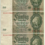 Német Harmadik Birodalom 1933. 50M (7x) sorszámkövetők T:I,I- German Third Reich 1933. 50 Mark (7x) sequential serials C:UNC,AU Krause 182.a - Image 3